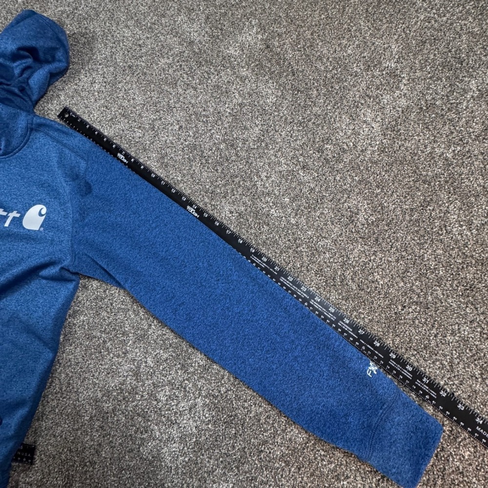 Carhartt Mens Force Hoodie M Blue Heather Relaxed Fit  Sweatshirt Spellout - Picture 4 of 8